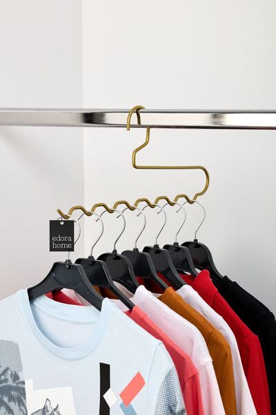 Edora Home Umeraș în zig-zag pentru interiorul dulapului din aur, 5 piese, pantaloni, șal, eșarfă, umeraș organizator pentru curea - metal inoxidabil