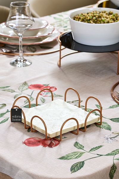 Edora Home Θήκη χαρτοπετσέτας Rose Square 18 cm, Cafe, Restaurant, Hotel, Kitchen Tableware Χαρτοπετσέτα μεγάλου μεγέθους - Μεταλλική ανοξείδωτη