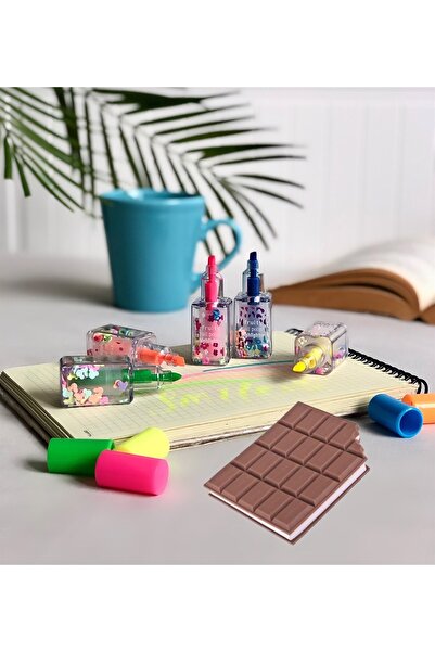 Hediye Vakti Kokulu Çikolata Defter ve  Oje Görünümlü Keçeli Kalem