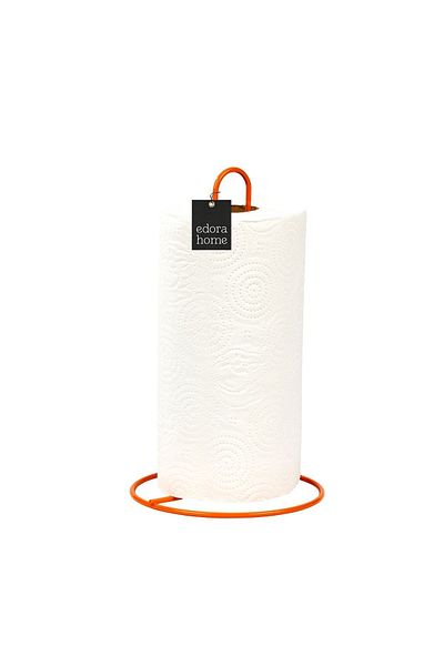 Edora Home Orange Upright Paper Towel Holder Standard And Large Size Roll Compatible Napkin Holder Kitchen Bathroom-metal Stainless