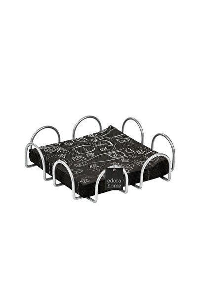 Edora Home Silver 4-Piece Serving Presentation Set, Napkin Holder, Paper Towel Holder, Bread Macrame, Trivet - Metal Stainless