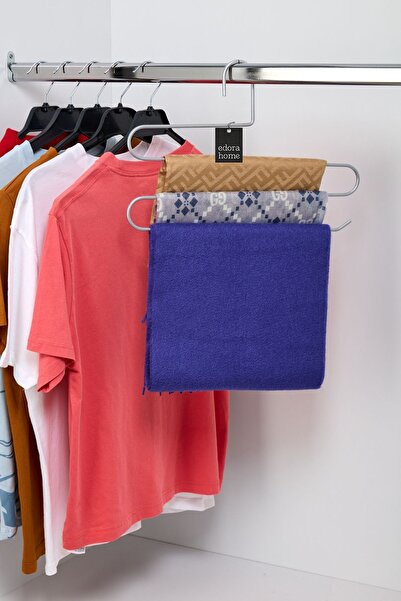 Edora Home Gümüş Dolap Içi 3 Katlı Pantolon Elbise, Şal, Eşarp, Askısı, Gardrop Askılığı - Metal Paslanmaz