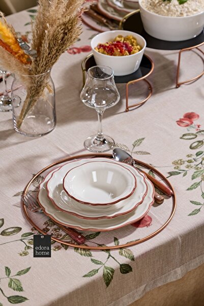 Edora Home Rose Tekli Içi Boş Yuvarlak Supla, Amerikan Sunum Servis, Çeyiz Se...