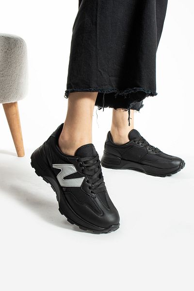 İnan Ayakkabı WOMEN'S BLACK SNEAKERS & SPORTS SHOES (5 CM)