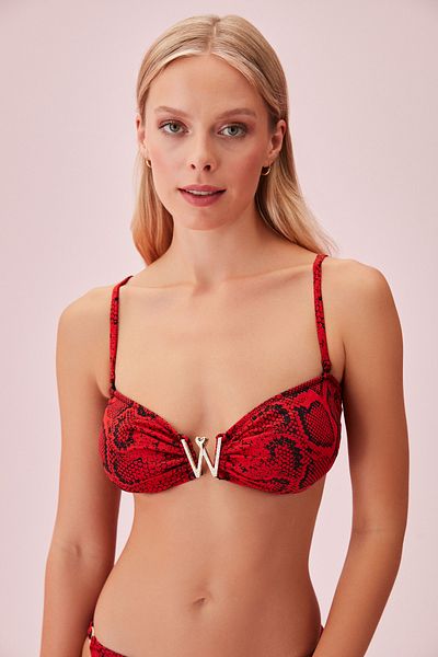 SUWEN Trägerloses Bikinioberteil mit Metall-Accessoires