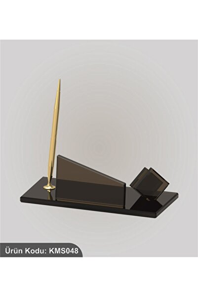 Yaprak Hediyelik KİŞİYE ÖZEL KRİSTAL GOLD KALEMLİ NOT TUTUCULU SİYAH MASA İSİ...