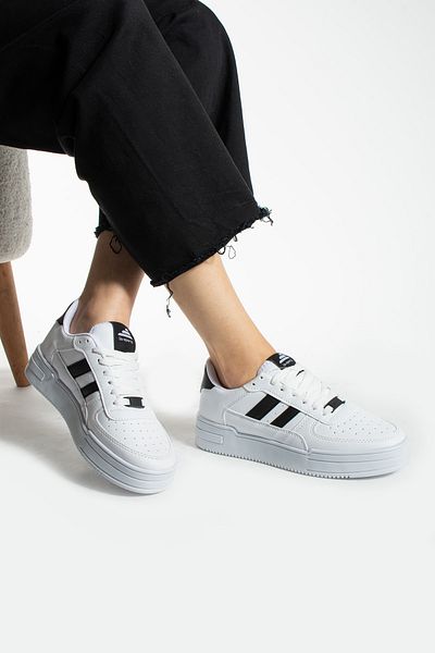 İnan Ayakkabı Pantofi albi și pantofi sport pentru femei, albi, branț ortopedic (3 cm înălțime)