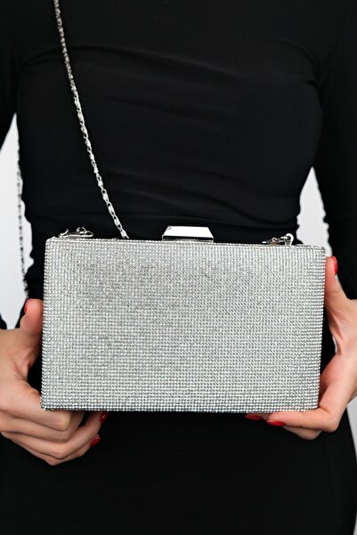 LuviShoes SEMENTA Silver Stoned Women's Evening Bag