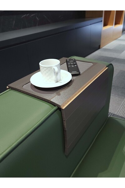 ARKITEKT EX Kolçak Tepsisi MDF 8 mm | Kaymaz Orta Alan | Bardaklık ve Telefon Standı | 50x27.8 Koltuk Üstü