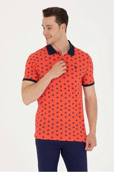 U.S. Polo Assn. Tricou sport cu gât polo cu model pentru bărbați