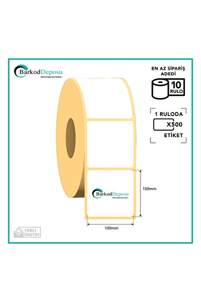 BARKOD DEPOSU 100x100 ملصق باركود حراري 500 لفات 5000 قطعة إجمالي 10 لفات
