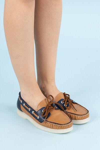 Getcho Loyd Damen Loafer Schuhe, Marineblau - Hellbraun