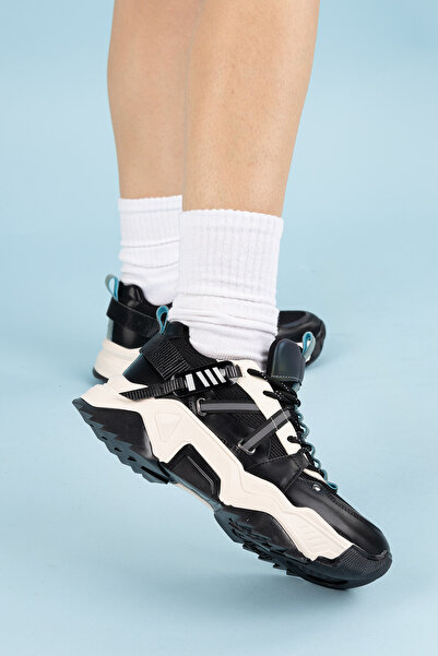 Getcho Markon Women's Black Green Thick Soled Sports Shoes High Sole Sneaker Daily Walking Shoes