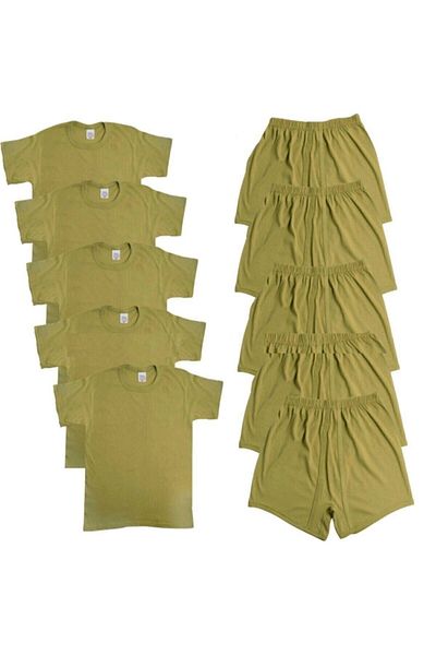 ŞİMŞEKOĞLU Novice and Reduced Military Clothing 5-Piece Undershirt Boxer Set