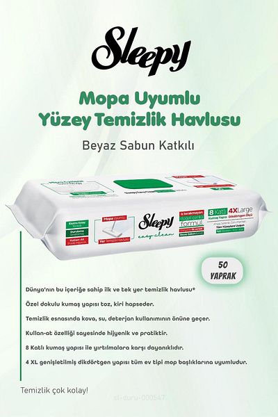 Sleepy 250 Sheets of White Soap Floor Cleaning Towels and Cotton
