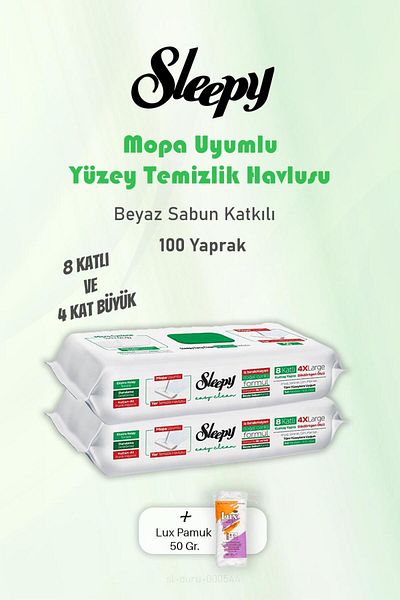 Sleepy 100 Sheets of White Soap Floor Cleaning Towels and 50 gr Cotton