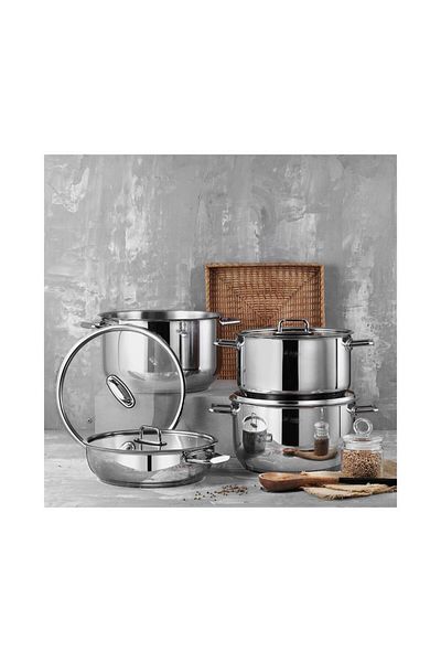 Aryıldız Colombus 8 Piece Steel Cookware Set