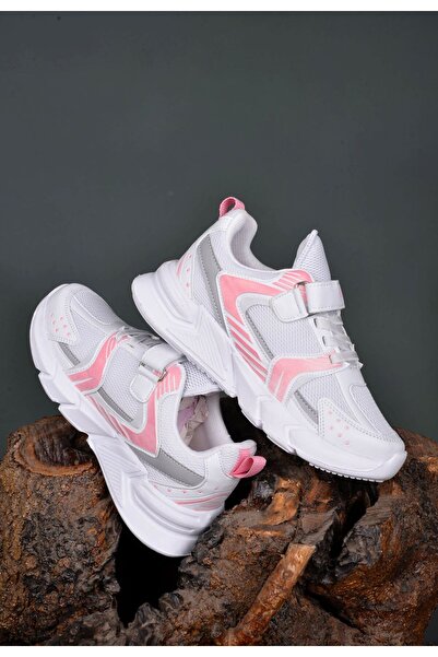 Slazenger Girl's White Pink Summer Anti-Sweat Anti-Slip Anti-Odor Full Orthopedic Style Walking Shoes