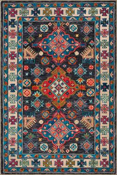 Rugs Modern Halı Indoor Blue Color and Geometric Patterned Patterned Decorati...