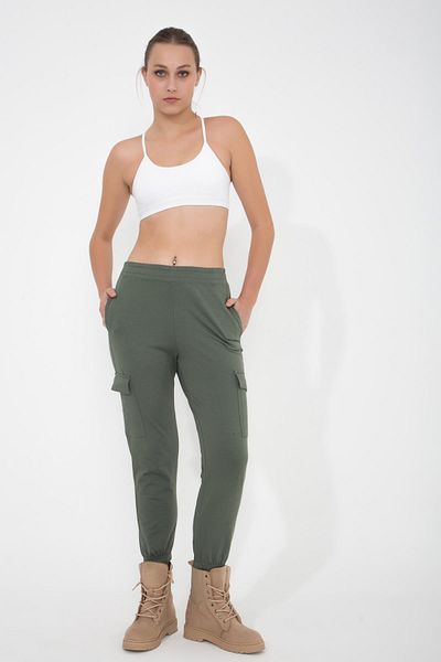 Comm-Ci Maple Green Army Organic Cotton Elastic Waist Cargo Pants