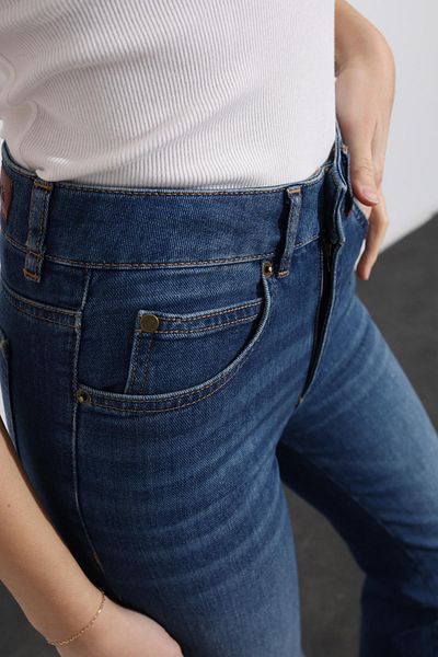 5in1Canpolat Navy Blue Mid-Waist Boot Cut Jeans