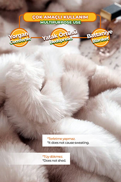 Evlen Home Collection Fiber Filled Fur Bedspread Plush Soft Wellsoft 1 Piece Set Pye Double Sided Personality