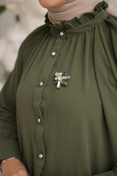 benguen 61639 Brooched Shirt Khaki