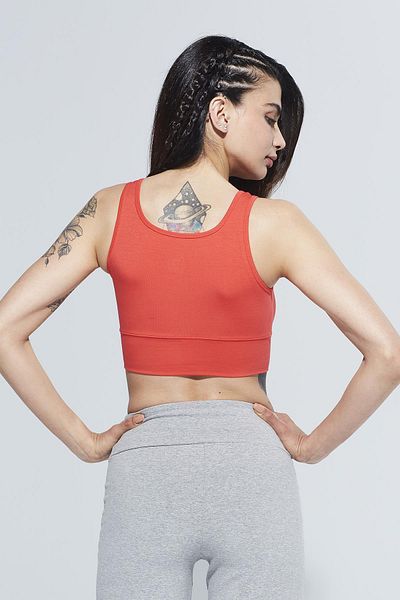 Comm-Ci Red Lori - Organic Cotton Round Neck and Cross Back Design Crop Blouse