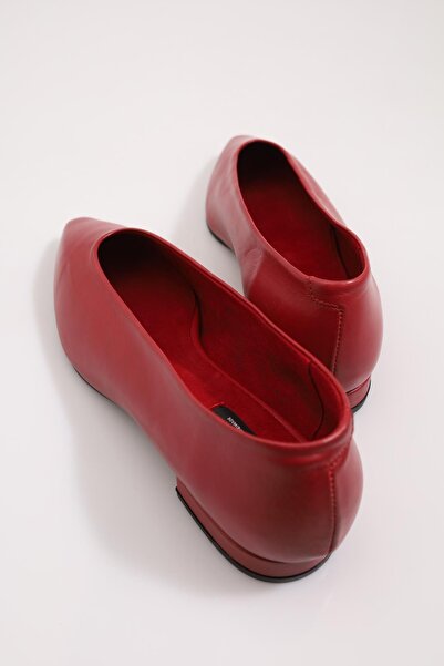 5in1Canpolat Cherry Lambskin Ballerinas 24005