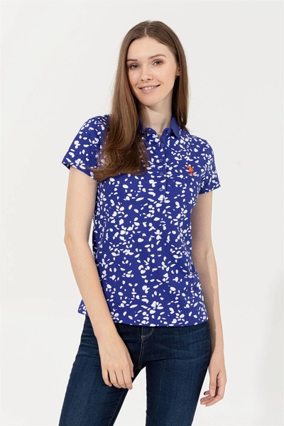 U.S. Polo Assn. Γυναικείο μπλουζάκι με γιακά πόλο μπλε