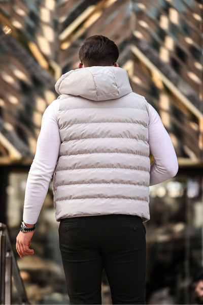 Boymen Su Ve Rüzgar Geçirmez Erkek Kapüsonlu  Yelek Şişme Yelek
