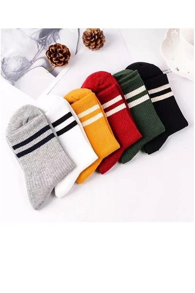 Aze 6 Pack Fun Cotton Different 6 Colors Flexible Unisex Patterned College Socks