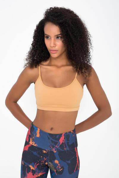 Comm-Ci حمالة صدر رياضية ذات رقبة مستديرة مع وسادة Terra Peach