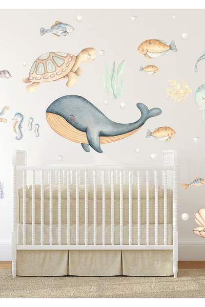 WALLHUMAN Αυτοκόλλητο τοίχου για παιδικό δωμάτιο με θέμα την υποβρύχια ζωή
