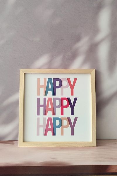 Tooall Παιδικό Δωμάτιο Πολύχρωμο Πίνακας Happy με Ξύλινο Πλαίσιο