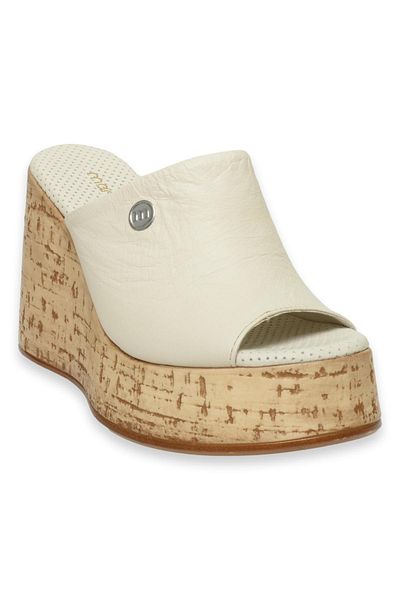 Mammamia D24Yt-2110Z Wedge Heeled Off-White Women's Slippers