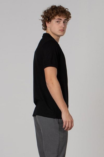 OIL PARK Men's Black Open Placket Lycra Polo V-Neck Pique T-Shirt