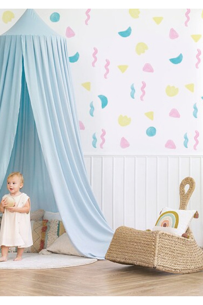 WALLHUMAN Αυτοκόλλητο τοίχου για παιδικό δωμάτιο με παστέλ πεταλούδες και λου...