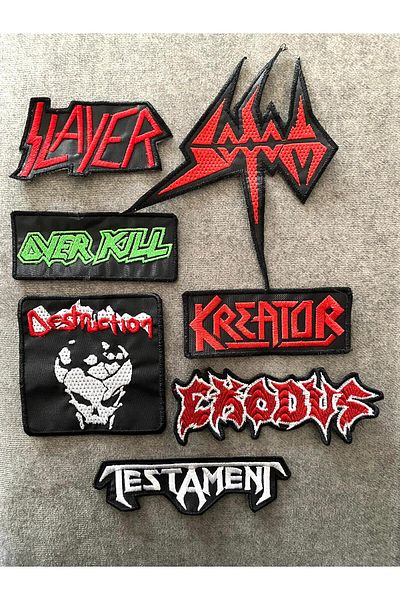 ZID Set de plasturi Thrash Metal 7 Arma Exodus Kreator Sodom Destruction Testament Overkill Slayer