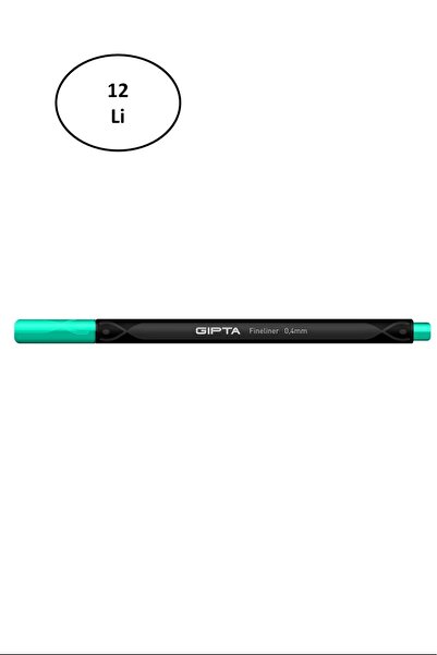 Gıpta Turquoise 0.4 Mm Triangle Cardboard Box - Set of 12 Fineliner Pens