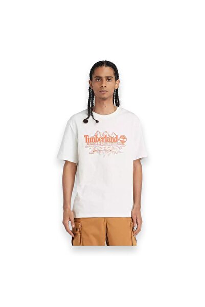 Timberland Short Sleeve Graphic Slub Tee Erkek T-Shirt TB0A5UFUCM91 Beyaz-3XL