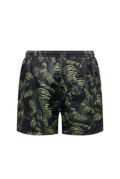 Only & Sons Normal Sarı Erkek Şort ONSTED LIFE SWIM SHORT LEAFES AOP