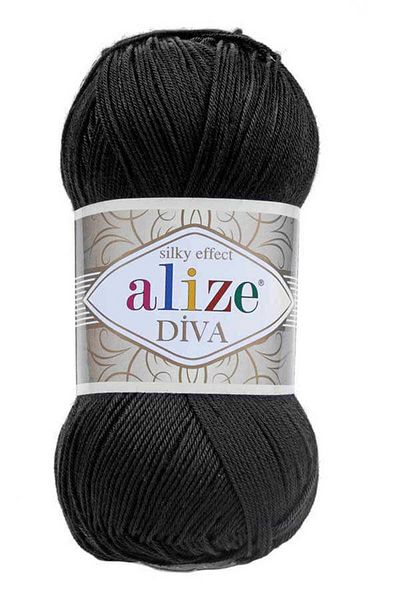 Alize Diva 60 Black Microfiber Thread 100gr - Single Package