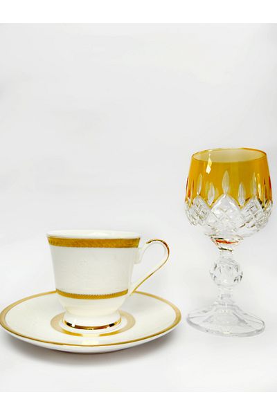 LEONARTE CASA CRYSTAL COFFEE WATER CUP + DECORED CUP SET - A3