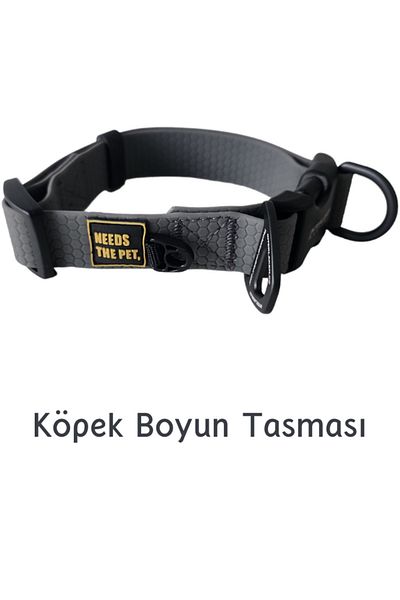 INTERLAKEN Waterproof Sturdy D-ring Gray Dog Neck Collar - Medium
