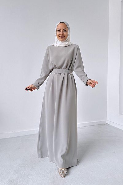 Ka Hijab طقم عباية مزدوج - رمادي