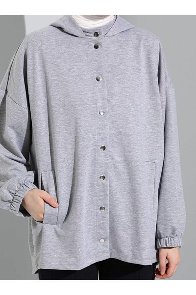 Benin Gray Melange Hooded Snap Cap - Benin