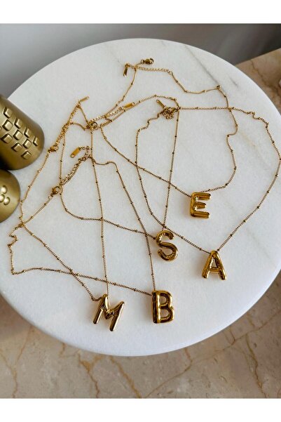 SUAL jewelry Gold Çelik Harfli Kolye- S