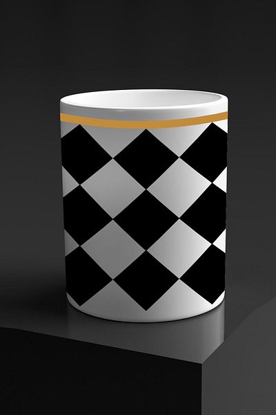 yhfoto Checkered Handleless Double Coffee Cup - 300 Ml. - Water glass -