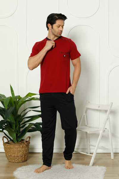 Wordex Mr 2100 Чоловічий літній комплект піжами з коротким рукавом та кишенями